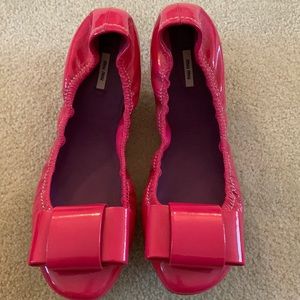 Miu Miu Hot Pink Patent Leather Bow Flats